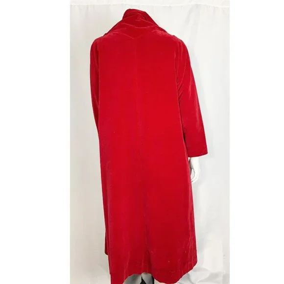 VINTAGE 1930'S Handmaid's Tale Holiday Velvet Maxi Coat w/ built in scarf - Picture 3 of 8